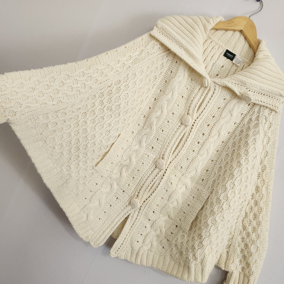 La Redoute Ivory Wool Blend Poncho Cardigan Size 4-8 - Picture 2 of 8